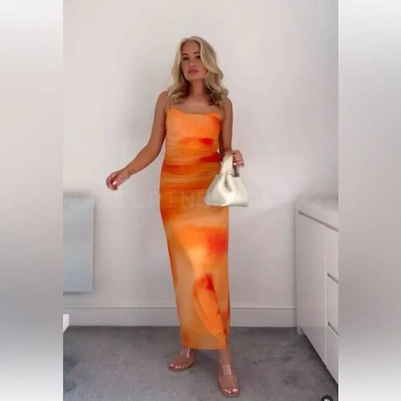 ZARA PRINTED DRAPED TULLE DRESS - Picture 7 of 15